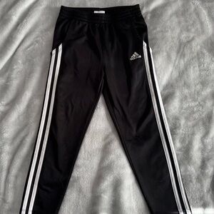 Adidas Kids Black Joggers with White Stripes